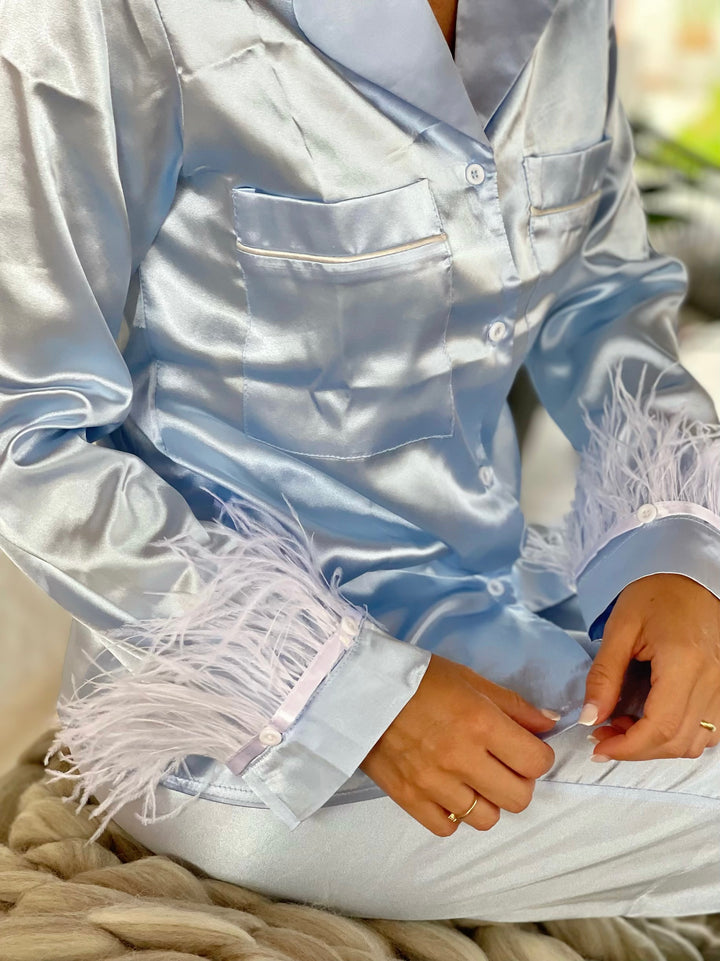 Pijama Largo Plumas Cielo