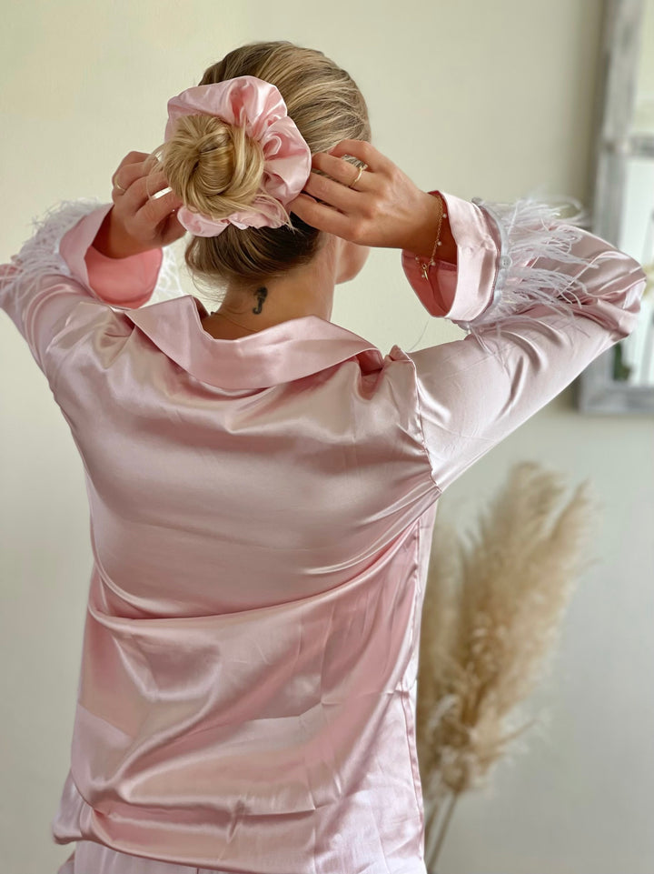Pijama Corto Plumas Rosa